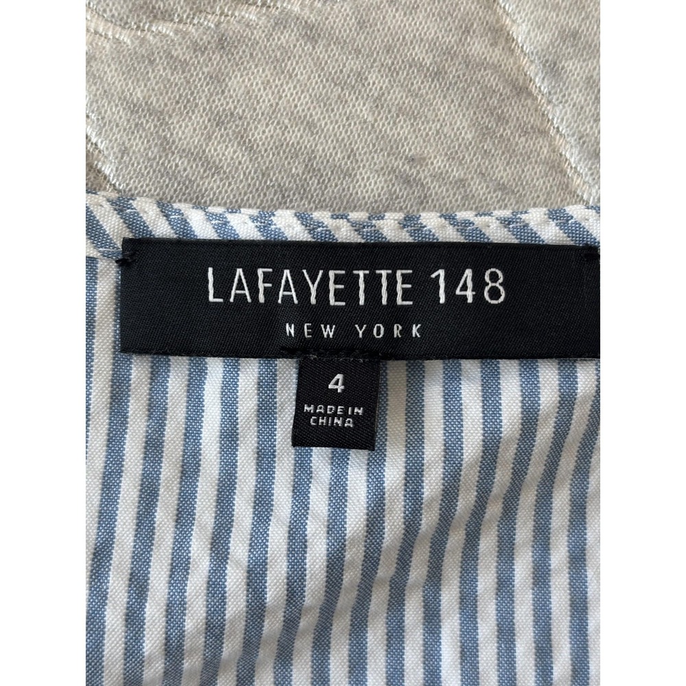 Lafayette 148 Dress Womens 4 Striped Belted Sleeveless Zip Pockets Summer Casual - Picture 5 of 8